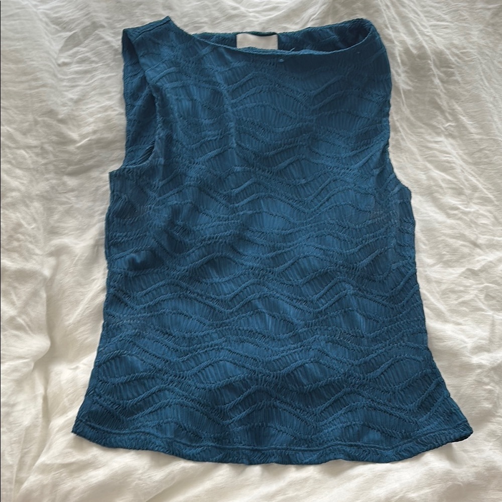 Reformation Blue Fitted Asymmetrical Tank Top